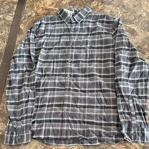 Express Men's Black and Gray Plaid Button Down Shirt